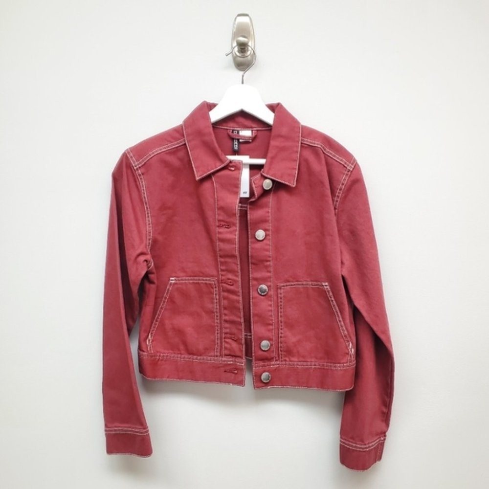 H&M Divided Burgundy Jean Jacket, XS